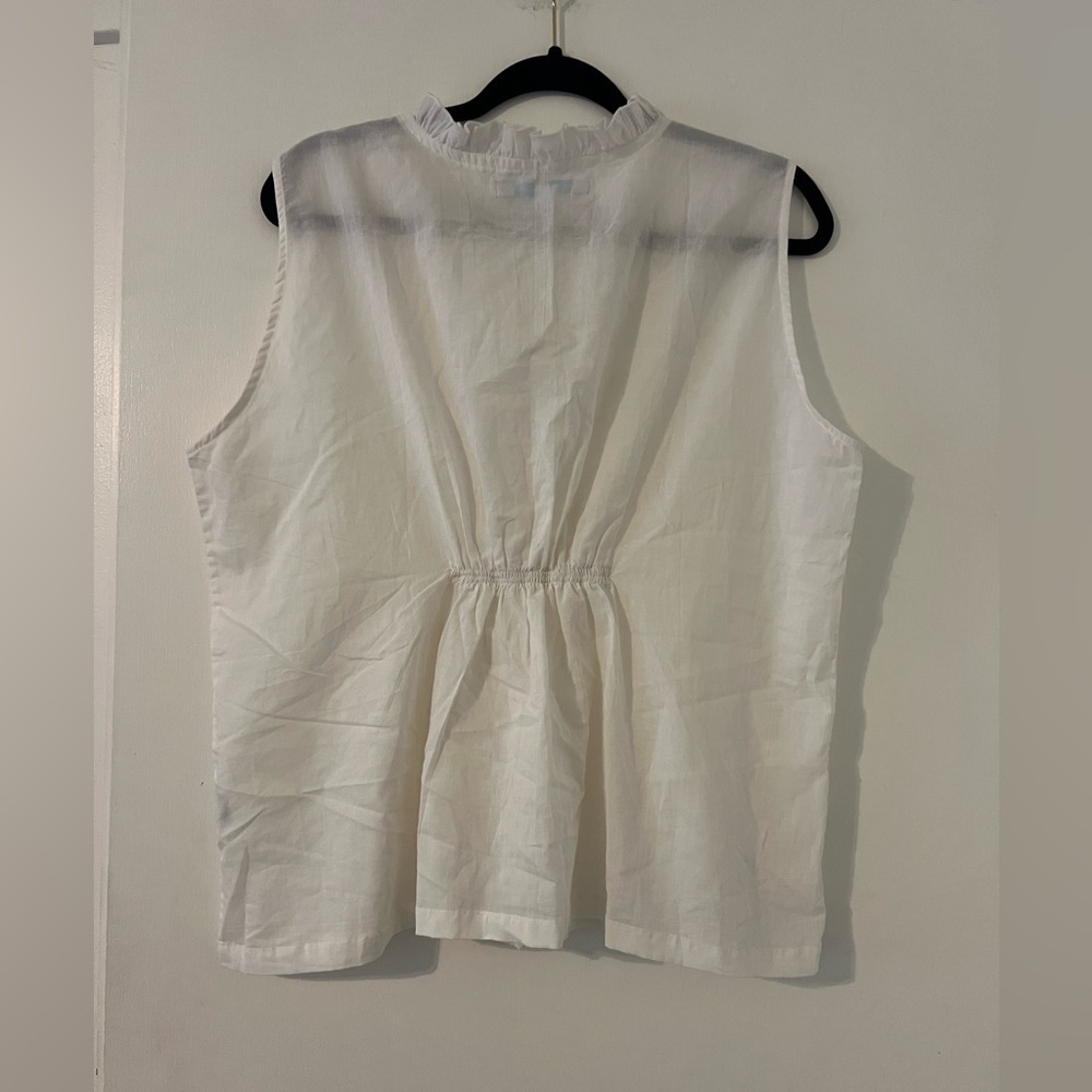 Marigold Way White Sleeveless Blouse 100% cotton made in India size L (D-104) - Picture 6 of 8